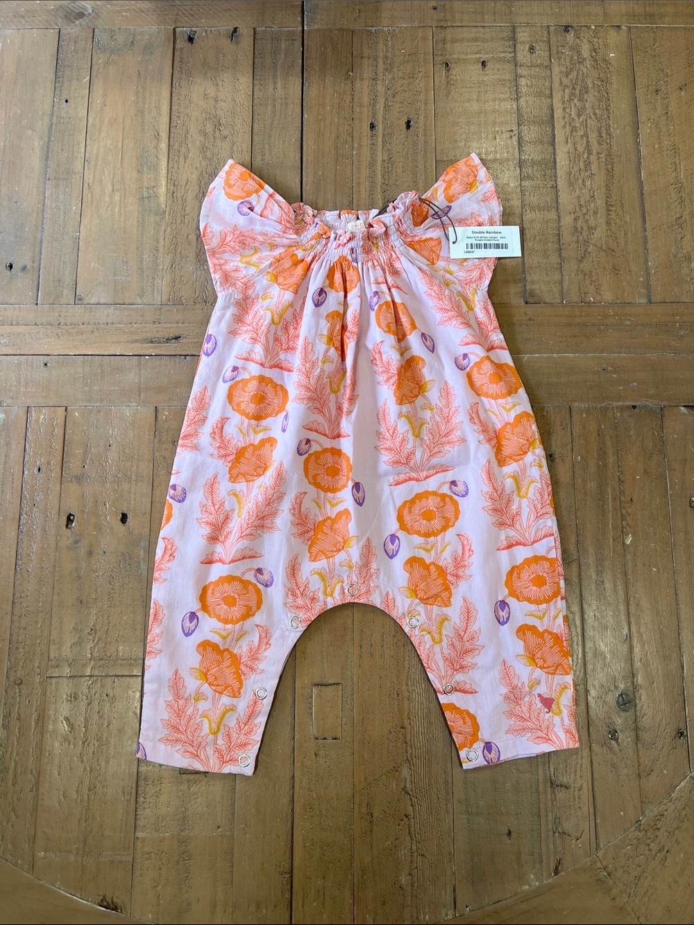 Pink chicken willow jumper 3/6 months purple gilded floral smocked new romper